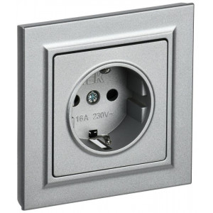 Розетка СП BRITE РСР14-1-0-БрА 16А в сборе с заземл. защ. шторки алюм. BR-R14-16-K47-F