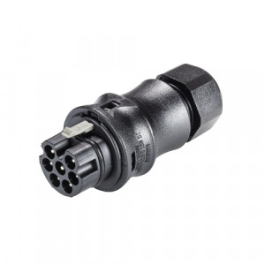 Вилочный разъем на кабель RST20I7S S1 ZR1 SW, Вилочный разъем на кабель диаметром 6-10 мм, 7 полюсов, тип фиксации провода: винтовой, номинальные характеристики: 250/400V, 20A, цвет корпуса: черный, цвет контактной вставки: черный, серия RST Classic