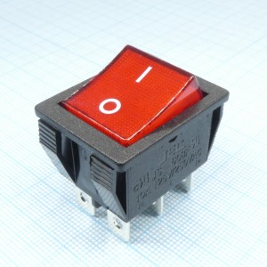RS-608FBL0BRBT2-G, переключатель клавишный 2хON-ON 250В 16А с кр.подсветкой(аналог B127B)