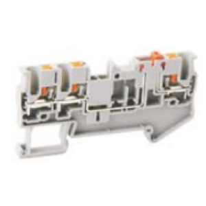 Клемма с размыкателем UJ6-2.5/1X2SK, Клемма с ножевым размыкателем, 3 точки подключения, тип фиксации провода: Push-in, номинальное сечение: 2,5 мм кв., 16A, 400V, ширина: 5,2 мм, цвет: серый, тип монтажа: DIN35