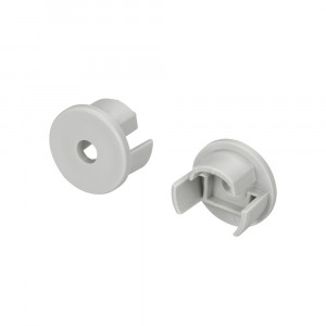 Заглушка ROUND-D18-FLAT с отверстием 025961, Заглушка с отверстием для профиля ROUND-D18 при использовании с плоскими экранами для MIC, PDS. Материал пластик, серый.