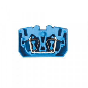 Проходная клемма (MINI) WKF2,5/MD/ F BL, Проходная клемма, MINI, верхний подвод кабеля, 4 точки подключения, тип фиксации провода: пружинный, номинальное сечение: 2,5 мм кв., 24A, 800V, ширина: 10 мм, цвет: синий, тип монтажа: монтажный фланец