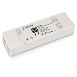 INTELLIGENT ARLIGHT Диммер DALI-104-RGBW-DT8-SUF (12-36V, 4х5А) 026757, диммер DALI DT8 для RGB(W) светодиодных лент. 1 адрес устройства, 4 раздельных канала управления. Частота ШИМ 3300Гц. Питание/выход DC 12-36V, ток нагрузки 4x5A, максимальная суммарная мощность нагрузки 240-720W. Размер 170x53.4x28 мм. Заменяется на 03815