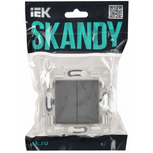 SKANDY Выключатель 2-клавишный проходной с индикацией 10А SK-V10Gr серый IEK SK-V22-1-10-K03