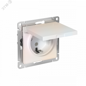Розетка 1-м СП AtlasDesign 16А IP20 с заземл. защ. шторки с крышкой механизм жемчуж. SE ATN000446