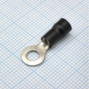 RV1.25-4L  Black, наконечник кабельный кольцевой с изоляцией d=4.3мм, сеч. пров.0.5-1.5мм2