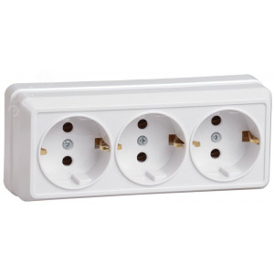Розетка 3-м ОП Октава РС23-3-ОБ 16А IP20 с заземл. бел. ERO31-K01-16-DC