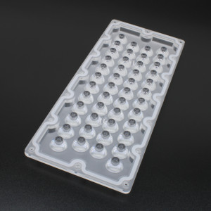 ARHB286D46LED20G, Групповая прямоугольная линза на 46 светодиодов 3030/3535/5050, эфф=90%, диаграмма ~20°, 286мм H:116мм, PC-1250Z