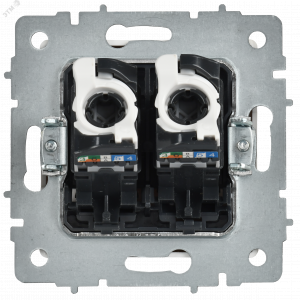 BRITE Розетка компьютерная двойная кат.5E RJ45 РК10-2-БрАБ арктический белый IEK BR-K20-1-K91