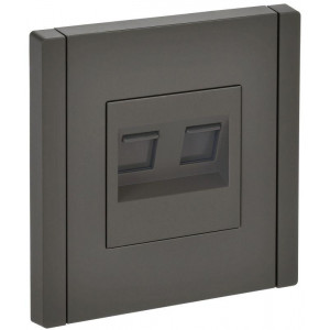 FORTE&PIANO Розетка двойная RJ11+RJ45 кат.5E FP335 серый IEK FP-KT20-O-1-K03