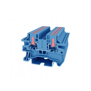 Проходная клемма TPV2.5-2-BU, Проходная клемма, с боковым подключением, тип фиксации провода: Push-in, номинальное сечение: 2,5 мм кв., 24A, 1000V, ширина: 5,2 мм, цвет: синий, тип монтажа: DIN35