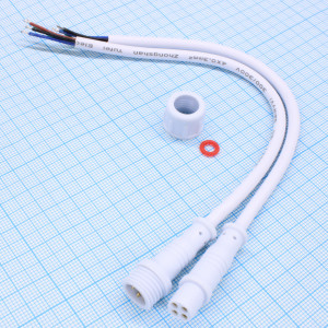 4PIN WP L=40 D=13MM 4*0.3MM2, Разъем герметичный 4pin WP L=40 D=13 мм 4*0.3 мм2, 4 контакта