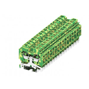 Заземляющая клемма 206907, Заземляющая клемма, боковой подвод кабеля, тип фиксации провода: пружинный, номинальное сечение: 6 мм кв., ширина: 8 мм, цвет: желто-зеленый, тип монтажа: DIN35