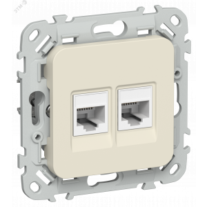 FLITE Розетка 2-местная компьютерная RJ45 категория 5Е UTP РК5е-2-0-ФлСл сливочный IEK FI-K22-1-K86