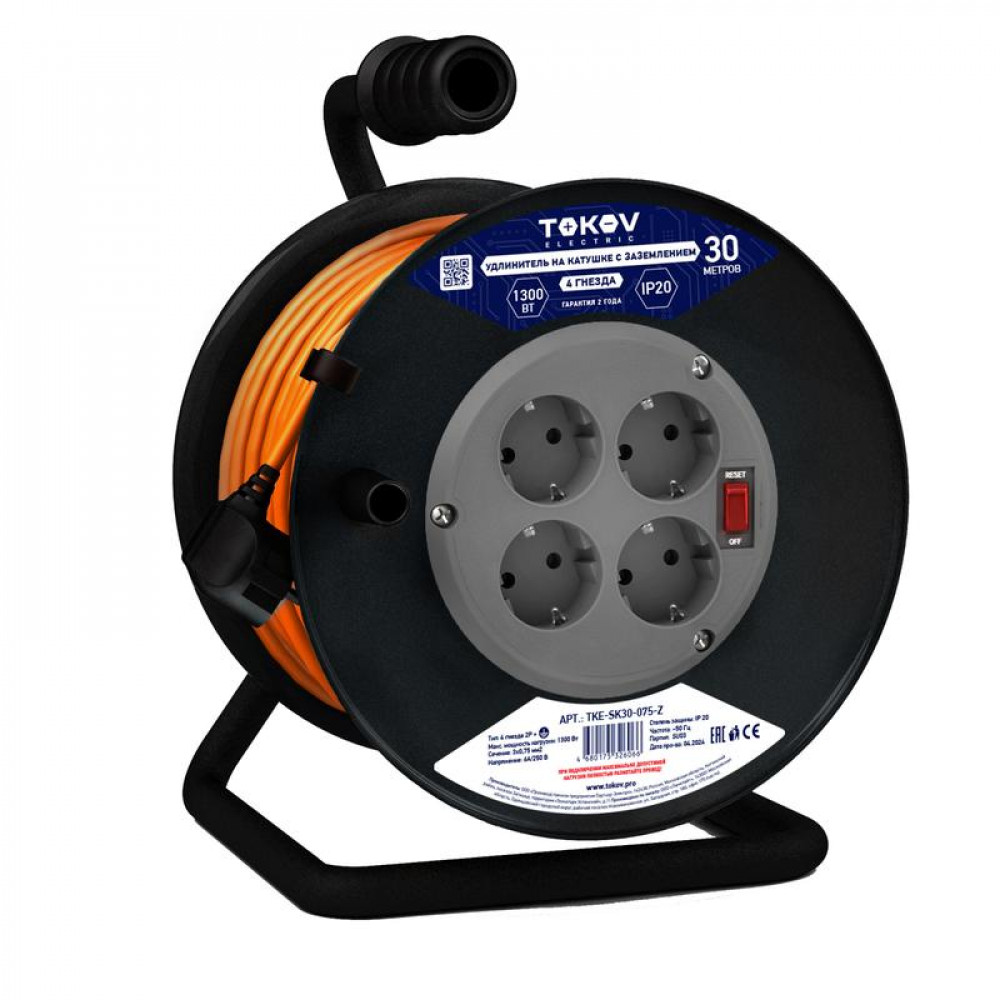 Изображение товара Удлинитель на катушке 4х30м с заземл. 16А IP20 3х1.5 TKE-SK30-15-Z Изображение товара Удлинитель на катушке 4х30м с заземл. 16А IP20 3х1.5 TKE-SK30-15-Z
