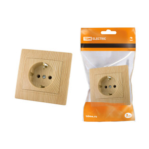 Розетка 2П+З 16А 250В "ЭКО" (сосна) "Таймыр" SQ1814-0212