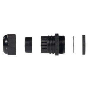 Ввод кабельный пластиковый PG 11 (5-10 мм) черн, Ввод кабельный герметичный пластиковый с трубной резьбой PG11, нейлон 6.6, прямой, черный, IP68, для кабелей и проводов диаметром от 5 до 10 мм в корпусах электрического оборудования