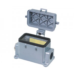 Закрытое основание разъема 72.341.1035.0, Основание разъема на панель, закрытое, типоразмер 10B, с уплотнителем, 1 кабельный ввод M20x1,5, IP54, с левым расположением, без защелок (упоры для двух защелок), с защитной крышкой, материал корпуса: алюминиевый сплав