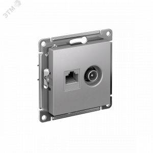 Розетка компьютерная + телевизионная 2-м AtlasDesign RJ45 кат.5E + TV механизм алюм. SE ATN000389