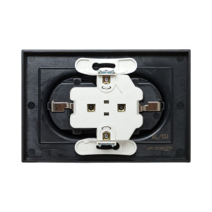 Механизм розетки двойной, 16А, с заземлением, без шторок, с рамкой, мокко Эпика EKF UP1-SOM-210