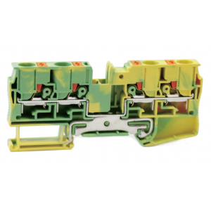 Заземляющая клемма UJ6-6/2X2JD, Заземляющая клемма, 4 точки подключения, тип фиксации провода: Push-in, номинальное сечение: 6 мм кв., ширина: 8,2 мм, цвет: желто-зеленый, тип монтажа: DIN35