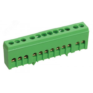 Шина PE "земля" в корп. изол. на DIN-рейку ШНИ-6х9-12-К-З YNN10-69-12KD-K06