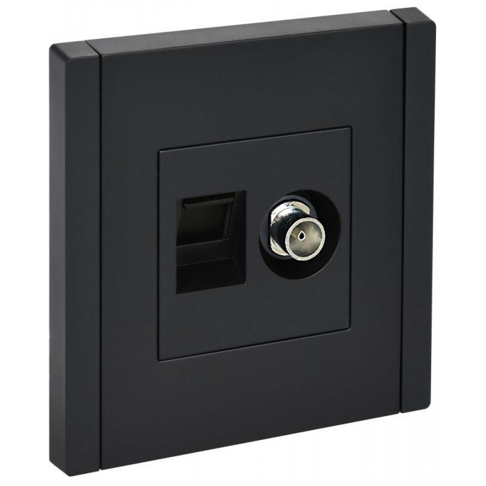 Изображение товара FORTE&PIANO Розетка двойная TV+RJ45 кат.6 черный IEK FP-AK20-2-K02