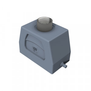 Крышка разъема BAS GOT GI 10 M20 A2, Крышка разъема на кабель, типоразмер 10B, без уплотнителя, 1 отверстие с резьбой для кабельных вводов M20x1,5, с резьбовым удлинителем, с верхним расположением, без защелки (упоры под одну защелку), материал корпуса: алюминиевый сплав