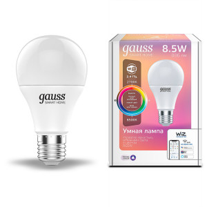 Лампа Светодиодная Gauss Smart Home RGBW E27 A60 8.5 Вт 2700-6500K 1/10/100 [1170112]