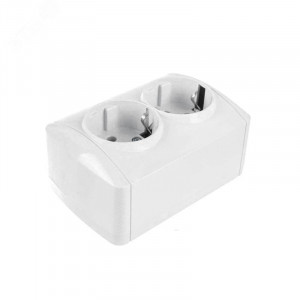 Клио Розетка электрическая двухпостовая с/з IP44 белый К2231