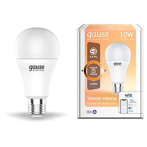 Лампа Светодиодная Gauss Smart Home DIM E27 A60 10 Вт 2700К 1/10/40 [1070112]