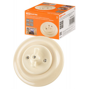 Выключатель скрытой установки фарфоровый поворотный 2-кл. с ручкой (бантик) 10А сл. кость «Болонь» T SQ1820-0315