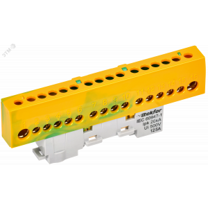 TEKFOR Шина PE земля изолированная на универсальном держателе 8х12-16-ЖЗ IEK TF-NN20-16-KL-K52