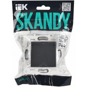SKANDY Розетка 1-местная с заземлением с защитными шторками и крышкой 16А IP44 SK-R11G графит IEK SK-R16-16-44-K53