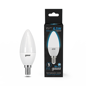 Лампа светодиодная Black 6.5Вт свеча 6500К холод. бел. E14 550лм 103101307