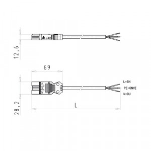 Кабельная сборка GST18I3K1-S 15 5kVRT03, Кабельная сборка, оконеченная вилочным разъемом GST18i3, и свободным концом, 3 полюса, длина кабеля: 1,5 метра, сечение жил кабеля: 3х1,5 мм.кв., номинальное напряжение: 250V, номинальный ток: 16А, цвет разъема: красный, цвет кабеля: черный