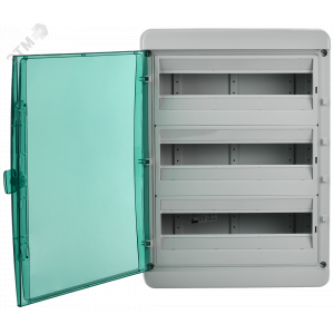 Корпус пластиковый навесной на 54 модуля КМПн-54 IP65 TEKFOR зеленая прозрачная дверь TF5-KP72-N-54-65-K03-K06