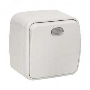 Минск Выключатель 1-клавишный ОП 10А с индикатором белый Basic EGV10-121-10