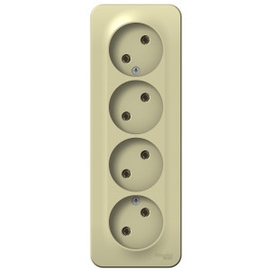 Розетка 4-м ОП Blanca 16А IP20 250В без заземл. без защ. шторок с изолир. пластиной беж. SE BLNRA000417