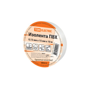 Изолента ПВХ 0,13*15мм Белая 10м SQ0526-0021