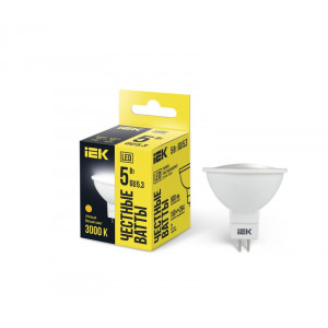 Лампа светодиодная Eco MR16 5Вт 3000К тепл. бел. GU5.3 450лм 230-240В LLE-MR16-5-230-30-GU5