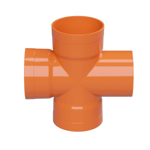 Крестообразное соед. для двустенных труб, 90 град., полипропилен, д.110мм 022110