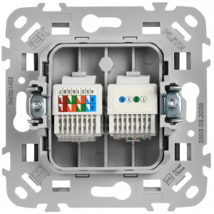 FLITE Розетка 2-местная RJ45/RJ11 категория 5Е/3 UTP РКТ5е/3-2-0-ФлЧ черный IEK FI-KT22-1-K02
