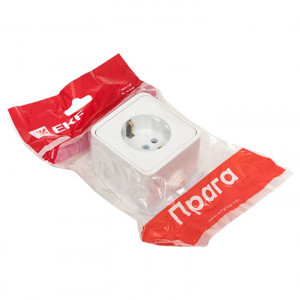 Прага Розетка 1-местная 16А с заземлением IP44 белая EKR16-028-10-44