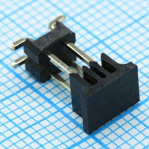 DS1022-2X2MF13SR-B, Соединитель штыревой, вилка на плату двухрядная угловая 4pin(2x2), шаг 2.54мм