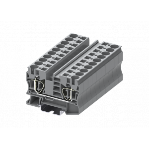 Проходная клемма TC10-2-GY, Проходная клемма, тип фиксации провода: пружинный, номинальное сечение: 10 мм кв., 57A, 1000V, ширина: 10,2 мм, цвет: серый, тип монтажа: DIN35