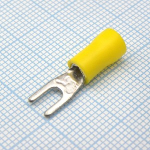 SV2-3.2  Yellow, наконечник кабельный вилочный с изоляцией d=3.2мм, сеч. пров.1.5-2.5мм2