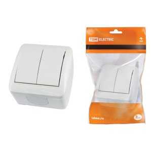 Выключатель 2-кл. открытой установки IP44 10А белый "Селигер" SQ1818-0002