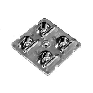ALST50D4LED5050T12060G, Групповая квадратная линза 2x2 на 4 светодиода 5050/3030 эфф=90% 120°x60° T4 Asyммetric for Tunnel ligh, 50x50мм H:8,62мм, PC