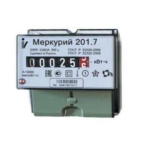 Счетчик Меркурий 201.7 1ф 5-60А класс точн. 1.0 1 тариф. на DIN-рейку мех. ОУ 00000032680
